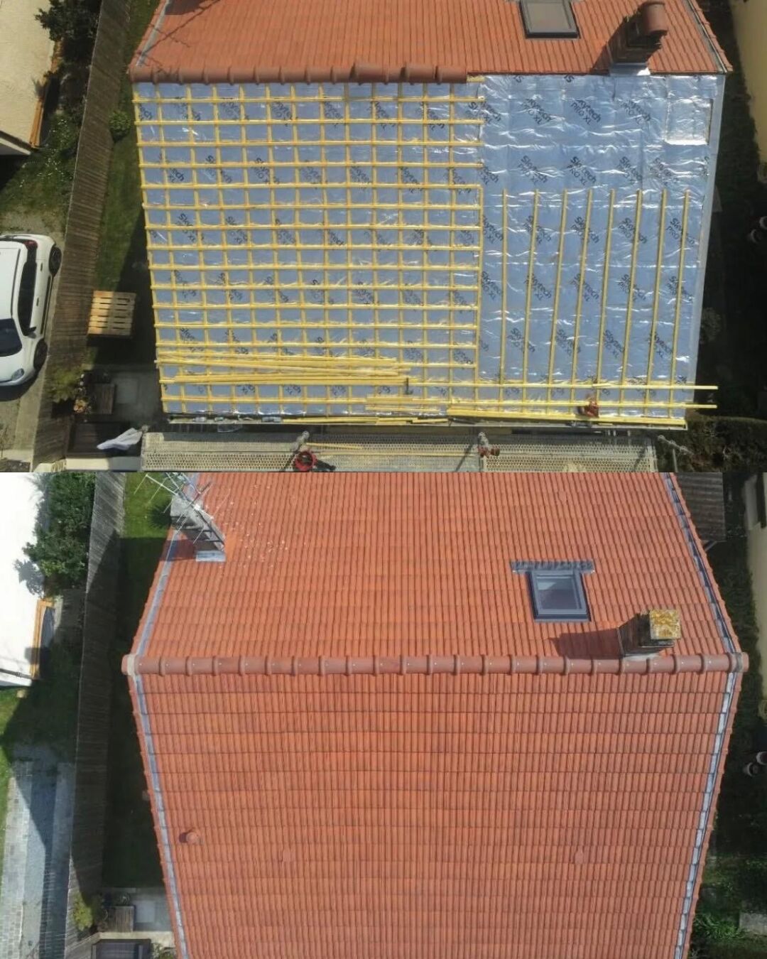 Réfection complète de toiture en tuile à Nantes – avant / après